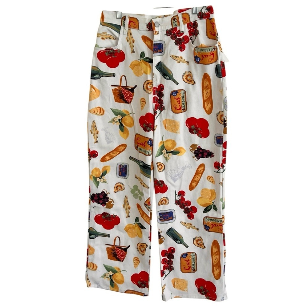 Italian Summer Print Wide-Leg Robyn Jeans